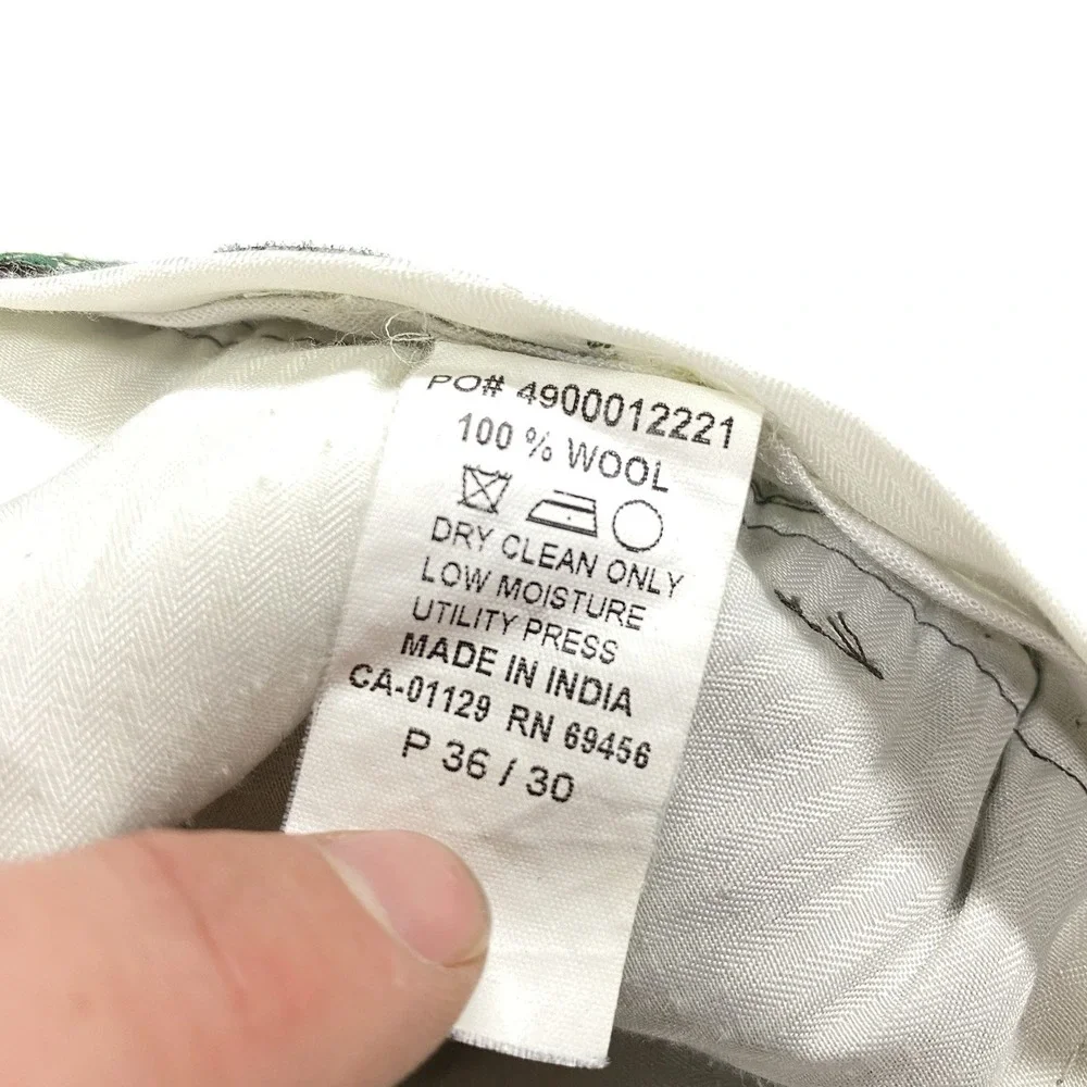 Lauren Ralph Lauren Pants Mens 36x30 Gray 100% Wool Pleated GREEN LABEL